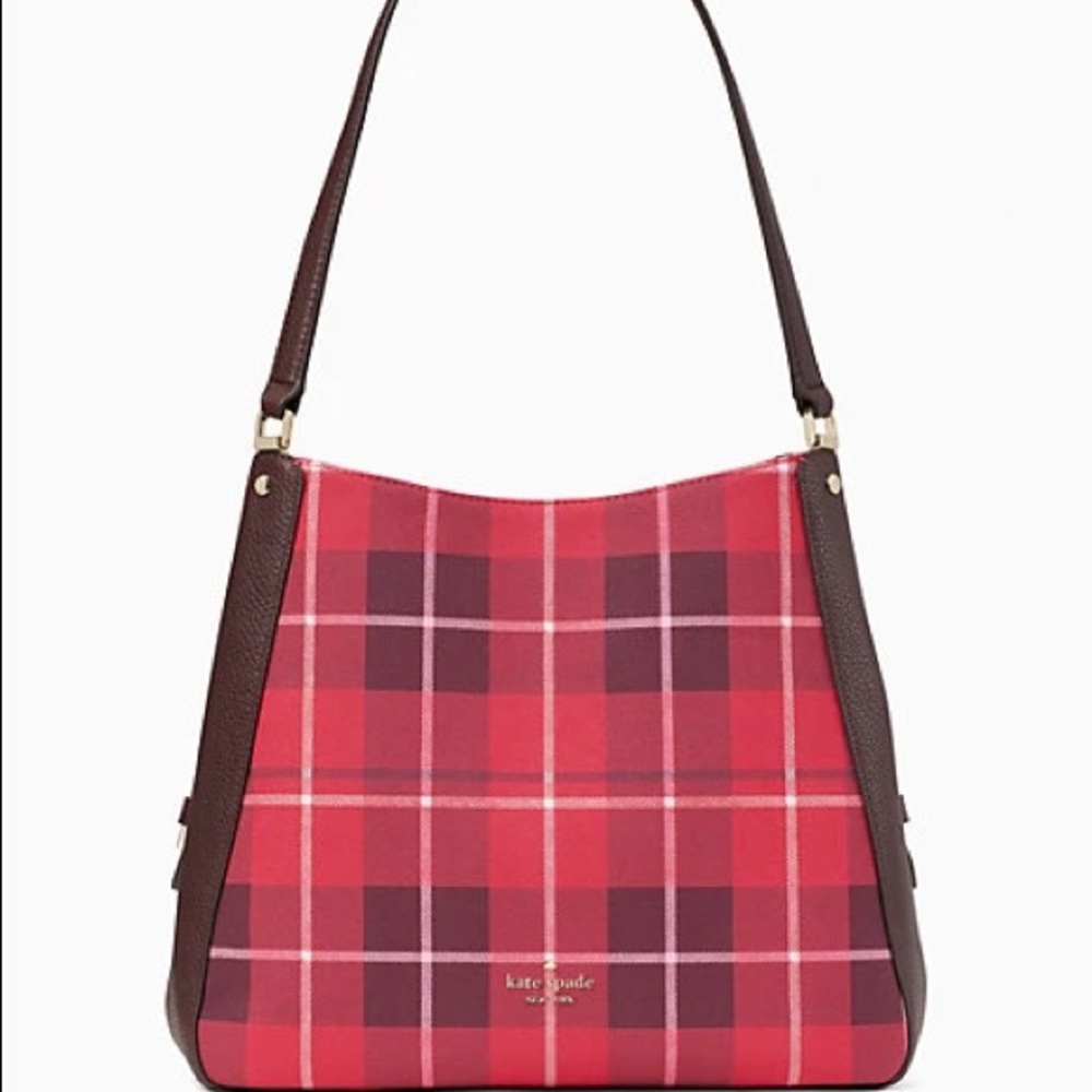 Kate Spade leila plaid medium triple compartment shoulder